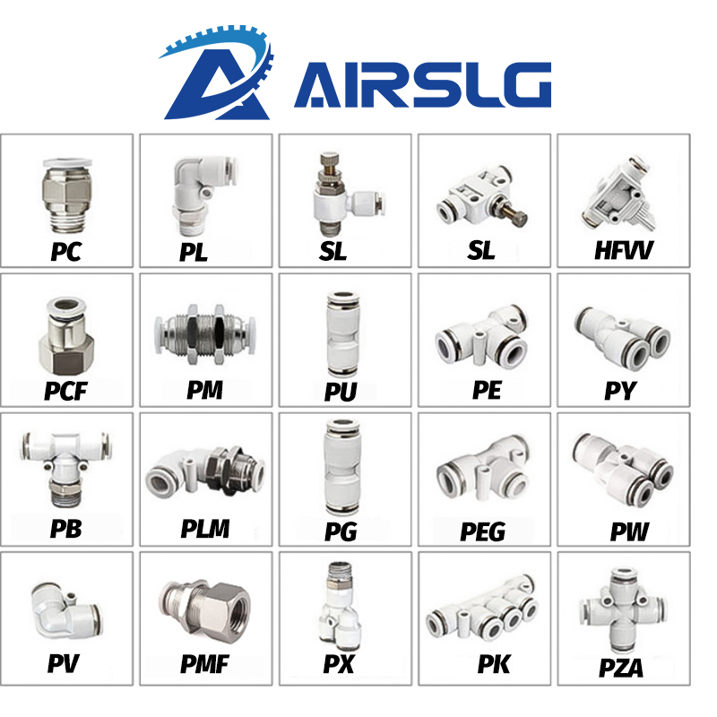 Compression Fitting Brass - 흰색 플라스틱 황동 니켈 도금 공압